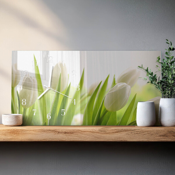 Reloj horizontal Tulipanes Blancos
