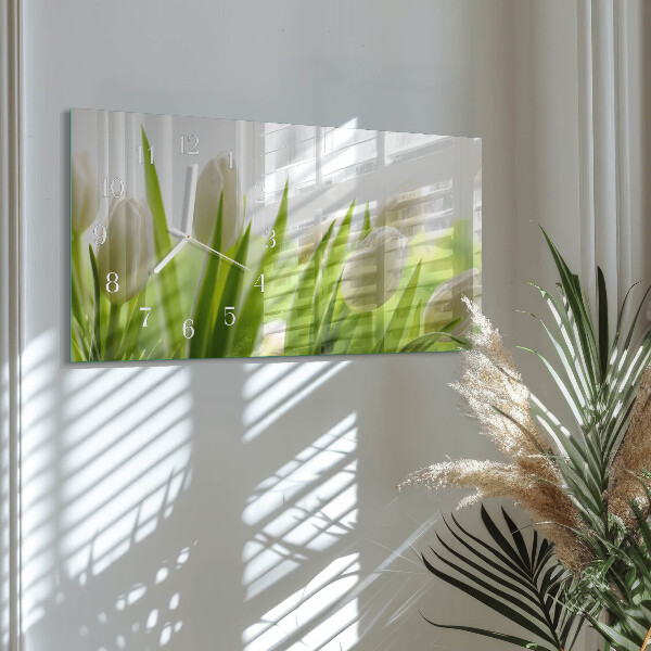 Reloj horizontal Tulipanes Blancos