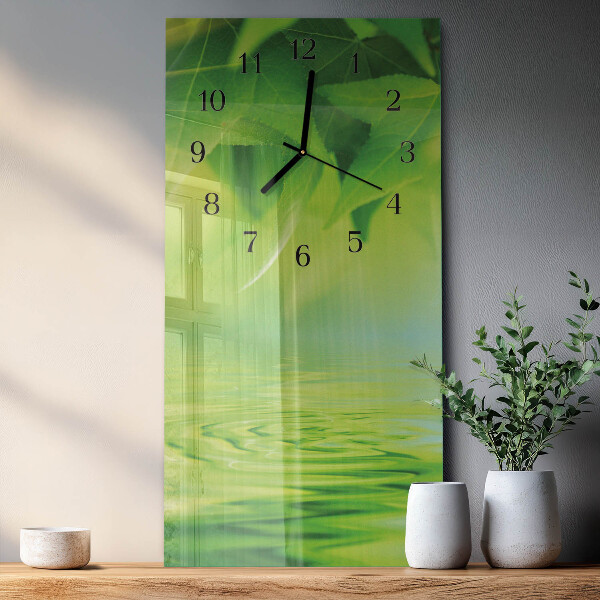 Reloj rectangular Hojas