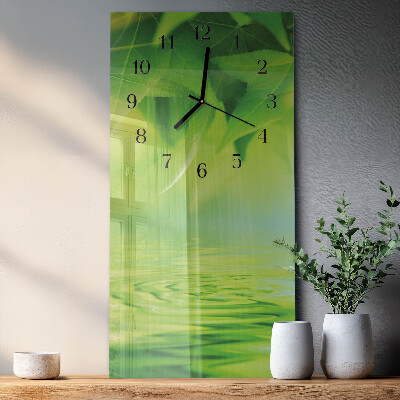 Reloj rectangular Hojas