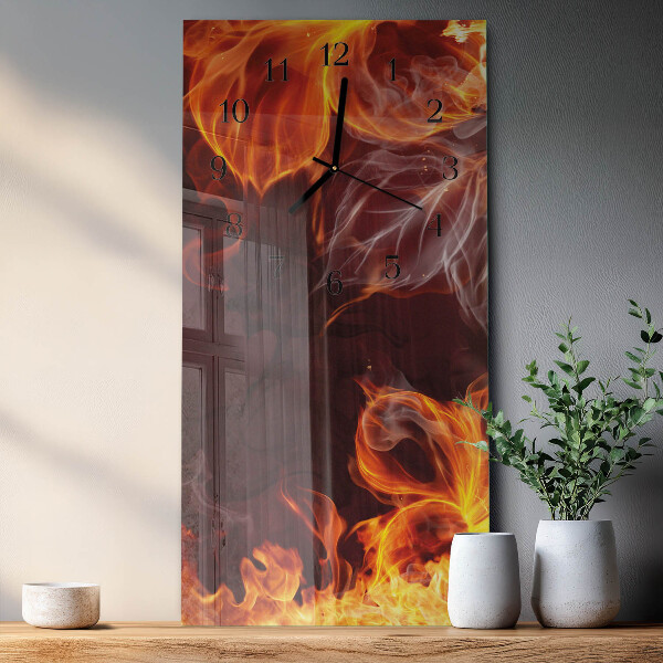 Reloj rectangular Flores de fuego