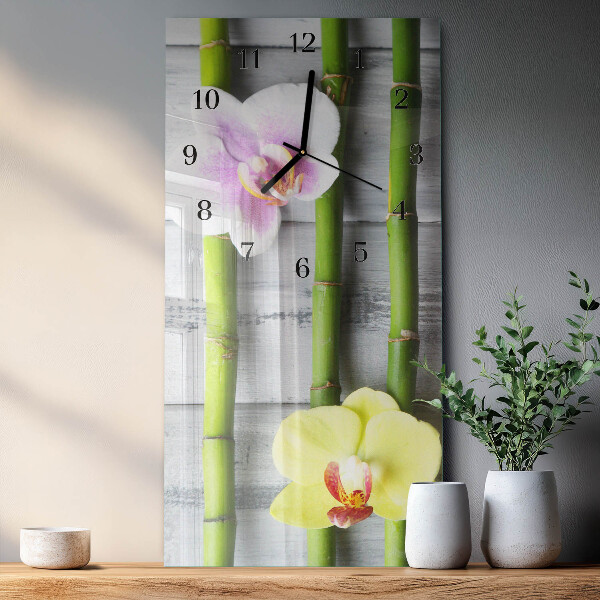 Reloj rectangular Bambú orquídea
