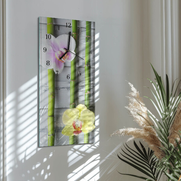 Reloj rectangular Bambú orquídea