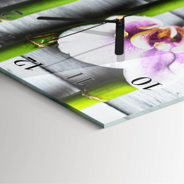 Reloj rectangular Bambú orquídea