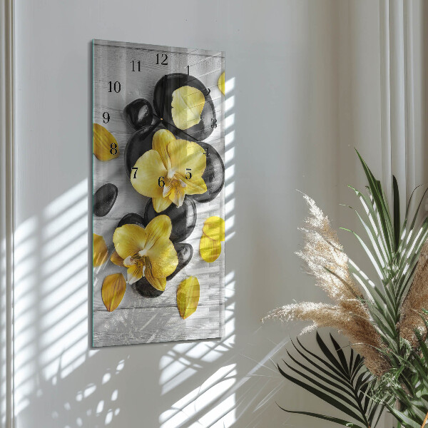 Reloj rectangular Flores Piedras