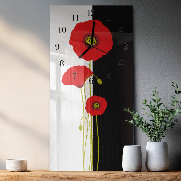 Reloj rectangular Cabezas de amapola
