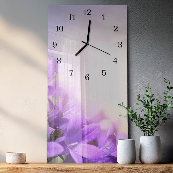 Reloj rectangular flores moradas