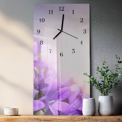 Reloj rectangular flores moradas