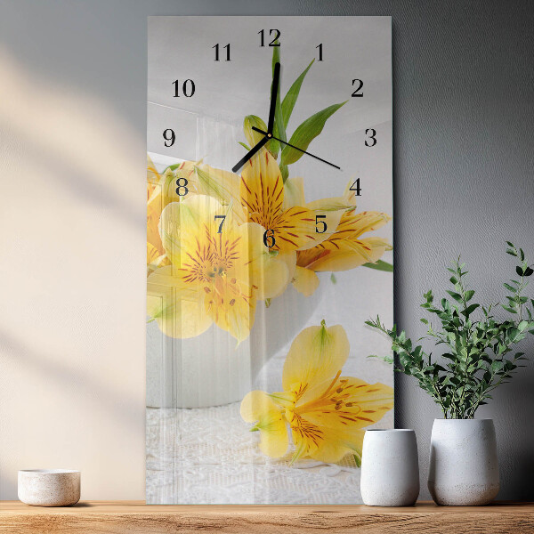 Reloj rectangular flores amarillas