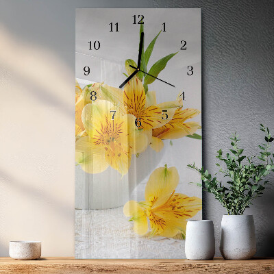 Reloj rectangular flores amarillas