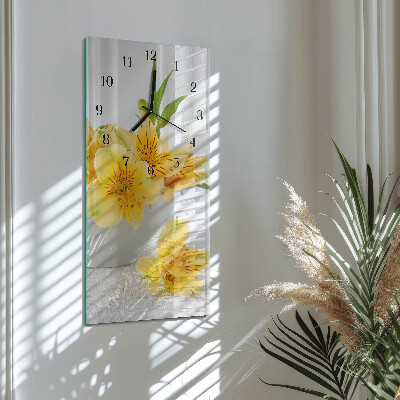 Reloj rectangular flores amarillas
