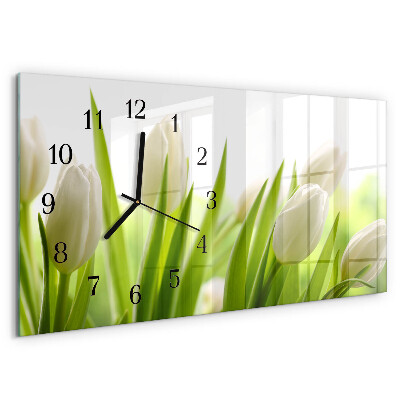 Reloj rectangular Tulipanes Blancos
