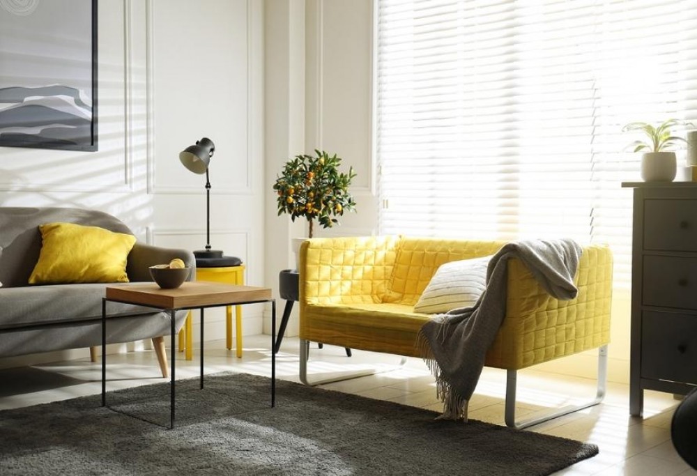 decoración de salón gris