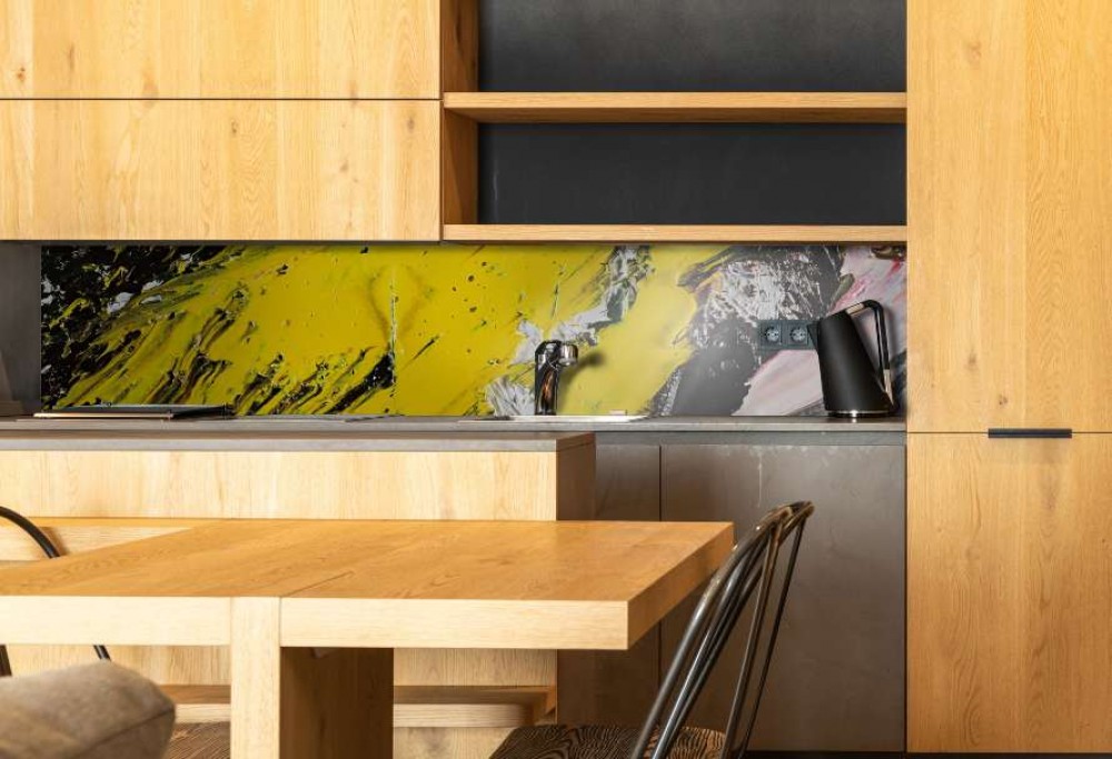 paneles de vidrio en la cocina