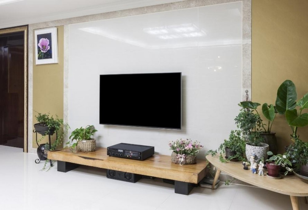 pared con televisión