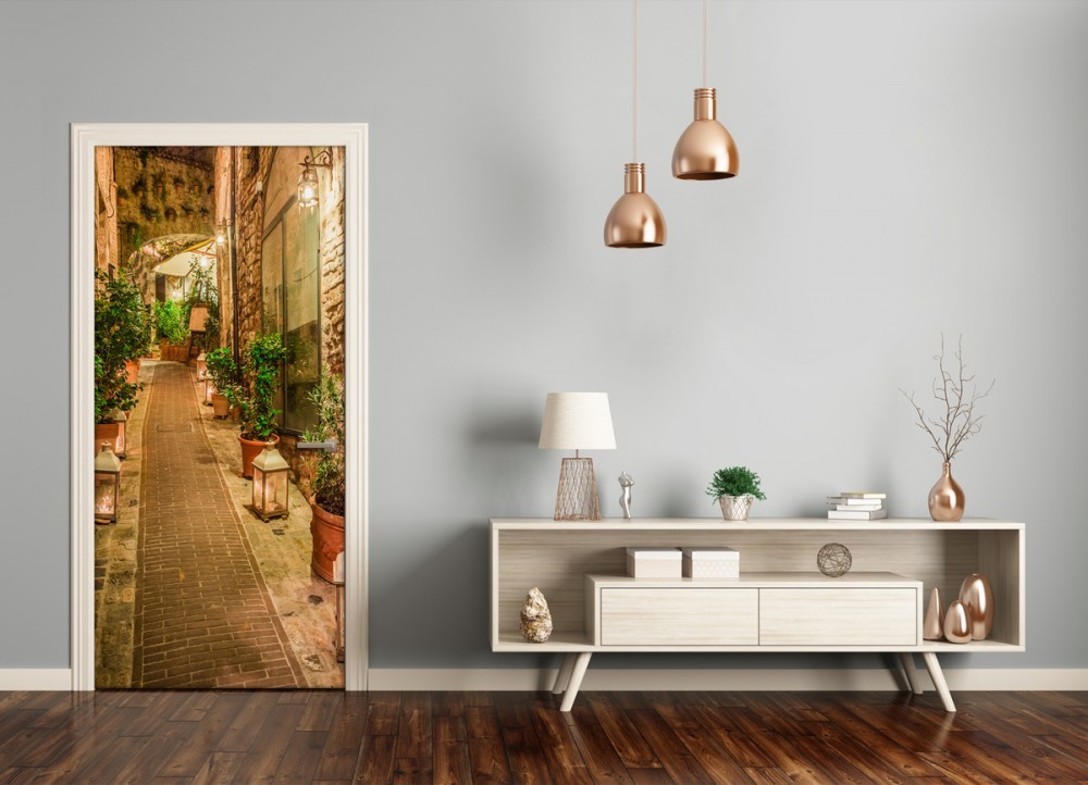 papel tapiz fotográfico en puertas correderas en un gran pasillo