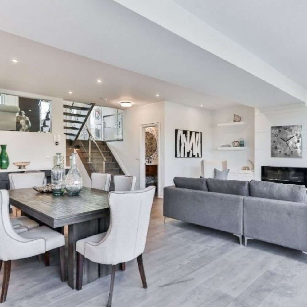 modny salon z kuchnią