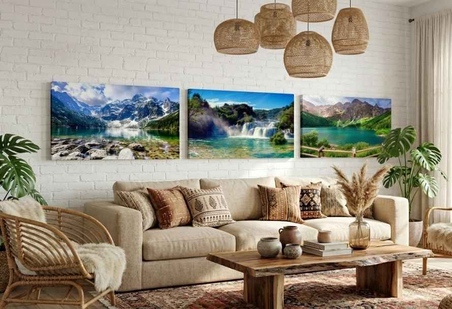 Pared galería en el salón: ¿cómo combinar cuadros con diferentes motivos en un todo coherente?
